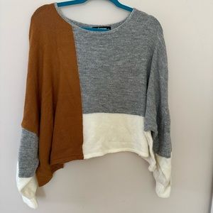 Olivaceous color block oversized crop sweater